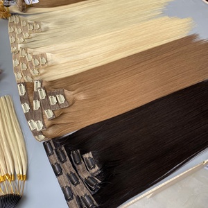 Extension de cheveux humains Remy 100% lisses avec Clip, 150g 200g, pour tête complète, bon marché - Product Image 1