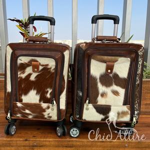 Custom 14-Inch Cowhide <b>Leather</b> Trolley Luggage <b>Bag</b> High-Quality Genuine <b>Leather</b> Travel Suitcase for <b>Men</b> - Product Image 1
