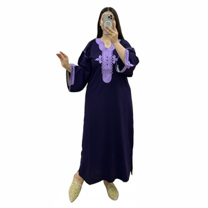 Women Plus Size Abaya With Embroidery Detail Three Quarter Sleeve Modest <b>Dress</b> A Length Loose Fit Daily Wear Middle East Style - Product Image 4