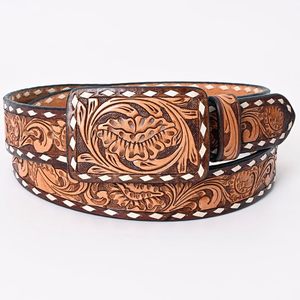 Ceinture occidentale en cuir pleine fleur usiné à la main véritable Ceinture occidentale élégante en cuir véritable unisexe à boucle amovible - Product Image 6