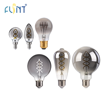 Prix d'usine Ampoules LED en verre filé spirale rétro vintage E27 en verre fumé 230VAC A60 ST58 G95 certifiées CE UKCA