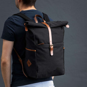 Leather Canvas Luxury <b>Backpack</b> <b>Large</b> Capacity Lightweight Travel School Laptop Rucksack Factory LCBP-0168 - Product Image 2