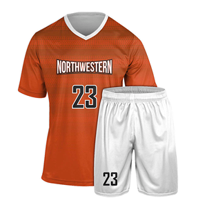 Ensemble d'uniformes de football à impression par sublimation maillot à col en V Kits d'uniformes au design orange - Product Image 1