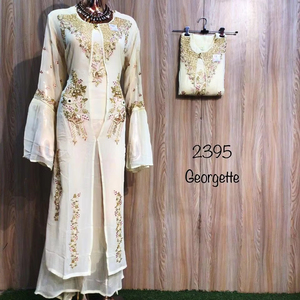 Georgette pakistanaise indienne de créateur moderne pour femmes non cousues belle tenue de fête de qualité supérieure costumes brodés à la main Protection solaire - Product Image 1