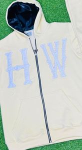 เสื้อมีฮู้ดซิปผ้าขนแกะคอตตอน400GSM พร้อมโลโก้ปักแบบไม่พอใจฉลากคอตตอน100% ย้อมสีล้วนสำหรับฤดูหนาว - Product Image 3