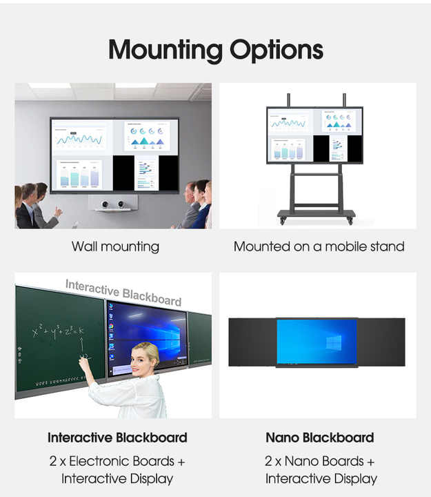 Factory Price 4K Android Interactive LCD Smart Board 75/85/98/110 Inch Touch Multi-language Software OEM 86 Inch Whiteboard