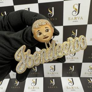 Personalizado 925 Plata 14K 18K oro amarillo joyería fina estilo Vintage Hip Hop colgante para hombres VVS Moissanite colgantes finos encantos - Product Image 2