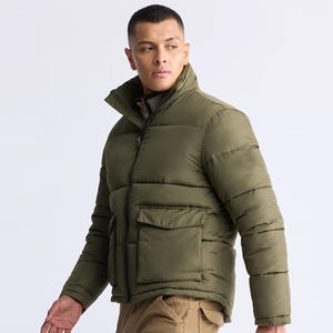 Veste matelassée d'hiver pour homme de qualité supérieure, grande taille, fermeture éclair, col montant, imperméable, avec capuche et poches avant avec logo - Product Image 5