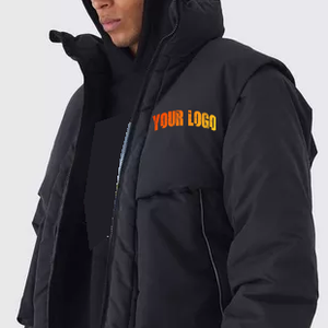 Blouson matelassé léger pour homme, coupe-vent en toile, personnalisable, avec capuche et manches amovibles – Vente en gros - Product Image 2