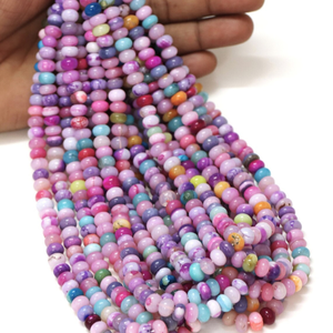 Beautiful Disco shaded opal smooth rondelle shape <b>beads</b>, 7-10mm Multi <b>color</b> shaded Opal gemstone - Product Image 1