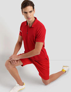 ชุดเสื้อโปโลแขนสั้นแบบลำลอง2ชิ้นสำหรับผู้ชายชุดเสื้อโปโลและกางเกงขาสั้นแบบผูกเชือกสำหรับวันหยุดเลานจ์ชายหาดกีฬา - Product Image 3