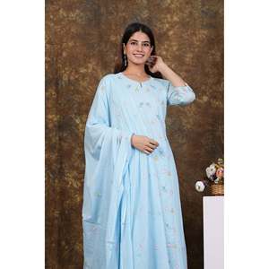 ชุดคุรตะผ้าฝ้ายปักลายลำลอง ผ้าชีฟอง แขนสามส่วน - Product Image 5