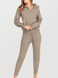 ชุดวอร์มผู้หญิงสองชิ้น ผ้าฝ้าย 100% คุณภาพพรีเมียม ซิปครึ่งตัว กางเกงจ็อกเกอร์แห้งเร็ว ระบายอากาศได้ดี สำหรับฤดูหนาว - Product Image 4