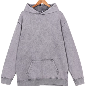 Sweat à capuche vintage POD oversize pour hommes 400GSM Acid/Stone Washed Heavy Cotton/Polyester Long Sleeve Sweater for Winter Street Wear Solid - Product Image 1