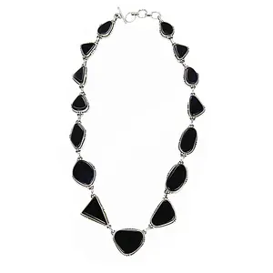 "Women's Fashion <b>Onyx</b> Statement <b>Necklace</b> 925 Silver Power Charm" - Product Image 3
