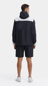 Ropa deportiva de dos piezas de Nailon/poliéster con logotipo personalizado, conjunto corto de Sudadera con capucha cortavientos Unisex, ropa de calle de invierno, cuello embudo - Product Image 3