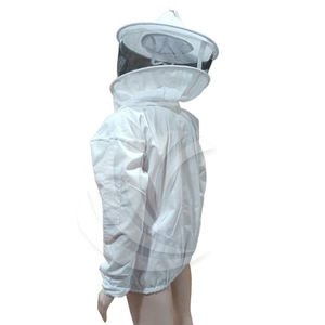 White Cotton Color Beekeeping Jacket With Fencing Veil <b>For</b> Beekeeper Men & <b>Women</b> - Product Image 1