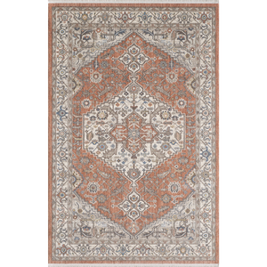 Alfombra turca de lujo, hecha a máquina, color rojo ladrillo degradado, para sala de estar, del fabricante de Gaziantep. - Product Image 1