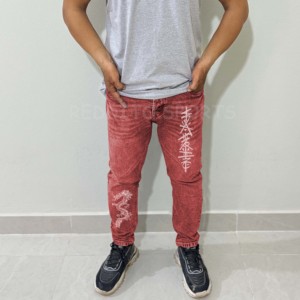 กางเกงยีนส์รัดรูปผ้ายืดสำหรับผู้ชายทรงสลิมฟิตเสื้อผ้าคอตตอนลายสก็อตไซส์ใหญ่พิเศษ - Product Image 1