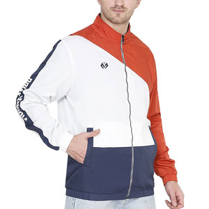 Cremallera Up Color Contraste Chaquetas cortavientos para hombres Moda Hombres 100% poliéster Chaqueta cortavientos - Product Image 4