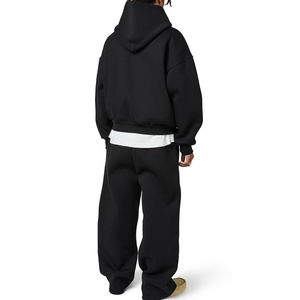 ชุดวอร์มผ้าฝ้าย100% โอเวอร์ไซส์สำหรับผู้ชายและผู้หญิงชุดวอร์มผ้าหนาหนา500มีฮู้ดและกางเกงจ็อกเกอร์สำหรับใส่วิ่งโลโก้ออกแบบได้ตามที่ต้องการ - Product Image 2