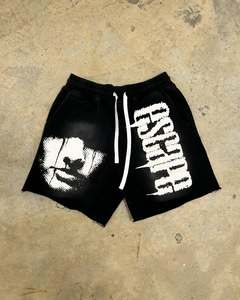 Shorts de plage décontractés pour hommes personnalisés, design vintage, coton lourd, imprimé à l'écran, dentelle, taille élastique, séchage rapide, respirant - Product Image 2