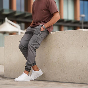 Pantalones Cargo superventas para adultos, Color gris, impermeables, elásticos, para correr, pantalones Cargo, pantalones con bolsillo con cremallera - Product Image 4