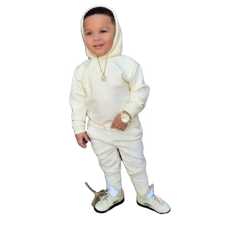Yeni tasarımcı çocuklar polar eşofman özel Logo kazak koşucu pantolonu çocuk Boy polar eşofman