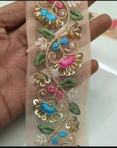 Wholesale Premium Eco-Friendly Beaded Embroidered Lace Fabric on <b>Tulle</b> Mesh for Garments <b>Curtains</b> Crafts Event Decorations - Product Image 4