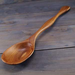 Cuillère en bois de hêtre massif naturel, faite à la main, personnalisée, impressionnante, à manche court, pour la cuisine, les restaurants et les hôtels - Product Image 6