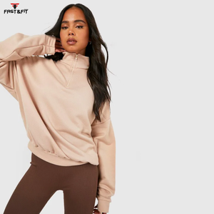 Nuevo estilo logotipo personalizado alta calidad invierno cuello alto cremallera sudaderas cortas para mujer para la venta - Product Image 2