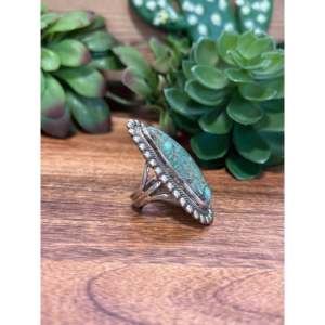 Bague Navajo en turquoise tibétaine et argent sterling, bijou culturel de collection, taille 10.25 - Product Image 4