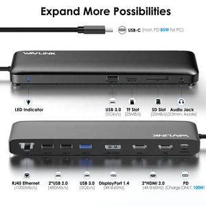 Wavlink 12-in-1 <strong>USB</strong> C <strong>Docking</strong> Station 85W PD USB2.0/USB3.0 HD MI Gigabit Ethernet Triple Display UMD09 <strong>Docking</strong> Station <strong>USB</strong> C - Product Image 2