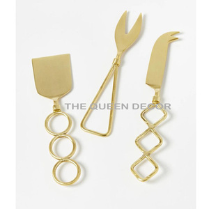 Juego de Cubiertos de Metal con diseño de hoja de lujo, cuchillo rebanador y cortador, mango de diseño de hoja de Color dorado y tapa de Color plateado de acero inoxidable - Product Image 3