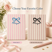 LABON Journal à nœud Journal personnalisé Nom personnalisé Cahier mignon Papeterie esthétique pour femme Cadeau pour elle