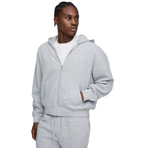 410GSM gris claro Zip Up Hoodie y Jogger Set Hombres Relaxed Fit Premium Fleece Streetwear Traje de dos piezas Loungewear - Product Image 3