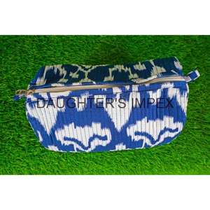 Durable Quilted Floral <b>Cosmetic</b> <b>Bag</b> Vintage Style Cotton for Toiletry Travel Organizer <b>Case</b> Zipper Closure Hand Block Makeup Pou - Product Image 6