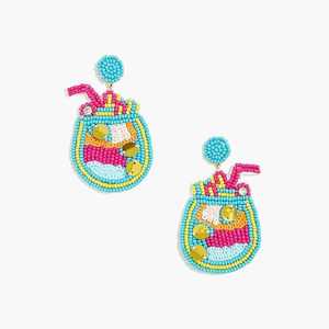 Handmade Multi-Colour Seed Bead Embroidered Drop Earrings from India Classic Fashion Jewelry for Women and Girls - Product Image 5