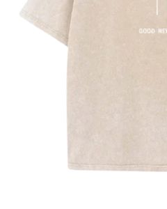 T-shirt en coton lavé surdimensionné personnalisé par le fabricant, beige, imprimé croix religieuse, streetwear pour hommes, look vintage, tee-shirt décontracté - Product Image 4