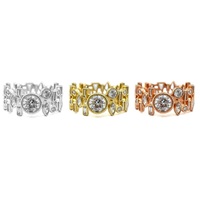 Bague de fiançailles, d'anniversaire ou d'éternité large vintage pour femme en or rose massif 18 carats de haute qualité, sertie de 45 diamants véritables de 1,49 carat
