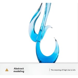 Objet de table Blue Wave de qualité supérieure, sculpture artistique ajoutant une touche d'élégance moderne au salon ou au bureau, fabriqué à la main en Inde - Product Image 6