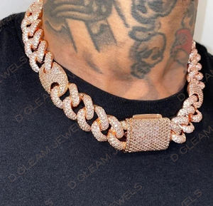 Cadena Cubana Miami de 24 mm, Estilo Hip Hop, Plata de Ley, Collar con Incrustaciones de Circonitas, Cierre de Caja, para Hombre, para Fiestas y Eventos - Product Image 2