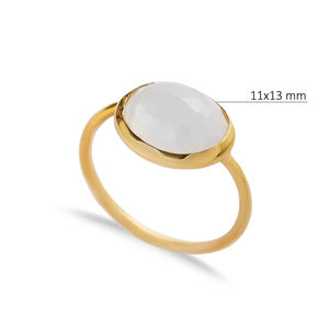 Ovale Blanc Quartz Pierre Or Lunette Conception Turc En Gros 925 Bague En Argent Sterling À La Main - Product Image 2