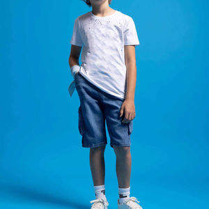 Shorts Vaqueros de Verano Transpirables con Bordado, Personalizados, Estilo Urbano para Hombre, Corte Recto, Botones, Lavado Oscuro - Product Image 6