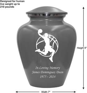 Urna de cremación de jugador de baloncesto, urna funeraria personalizada para adultos humanos para amantes del baloncesto, urna personalizada gris, tamaño personalizado - Product Image 4
