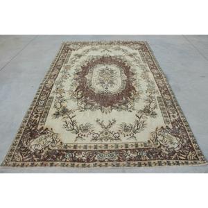 Vintage Large Rug 6x9.7 ft, <b>Brown</b> Green Moroccan Rug <b>Wool</b> - Product Image 1