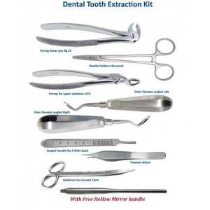 Nuevo juego de instrumentos de Cirugía Bucal Dental Premium de 11 piezas, acero alemán Premium, incluye fórceps, sondas, elevadores, espejos - Product Image 4