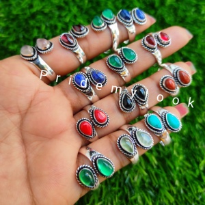 ขายดีที่สุดขายส่งปรับเงินสเตอร์ลิงแหวนพลอยผสมธรรมชาติเครื่องประดับทองเหลืองกันน้ำสูงเพชร ODM - Product Image 2