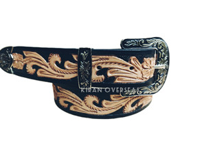 Ceinture en cuir occidental de haute qualité, fabrication artisanale, outillage et sculpture, cuir pleine fleur, ceinture de designer de qualité supérieure, ceintures de cow-boy - Product Image 4