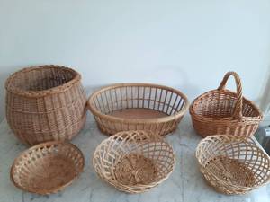 Handmade Vintage <b>Rattan</b> <b>Basket</b> Set Decorative Planters for Indoor Outdoor Storage and Display - Product Image 3
